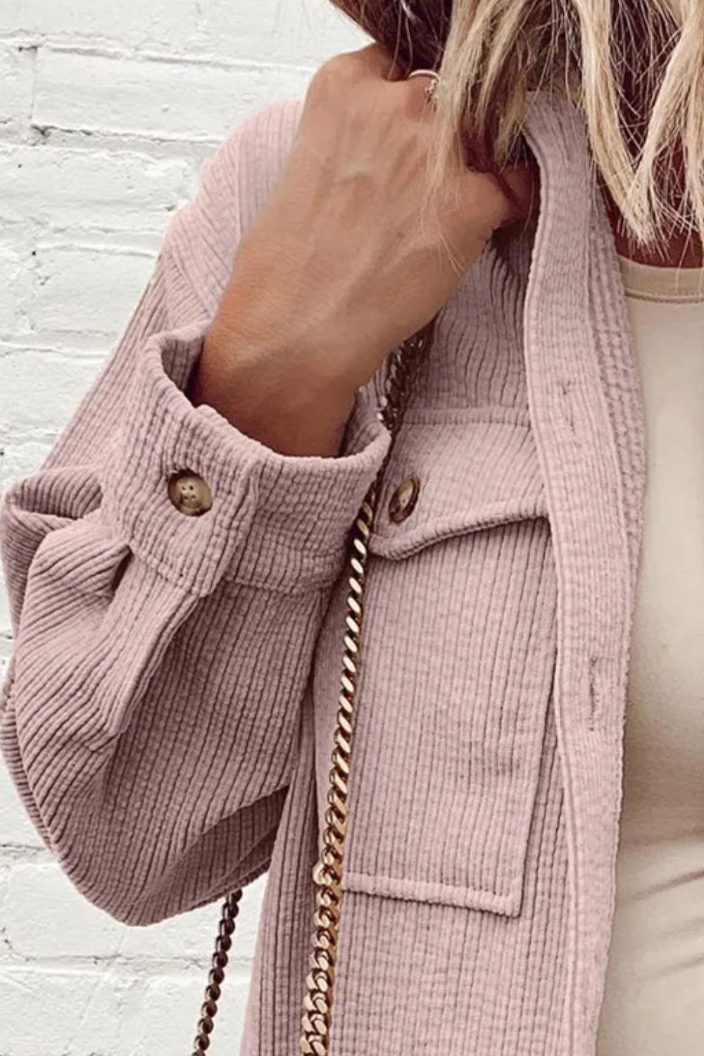 Pocketed Button Up Dropped Shoulder Shacket - The Daily Makeover