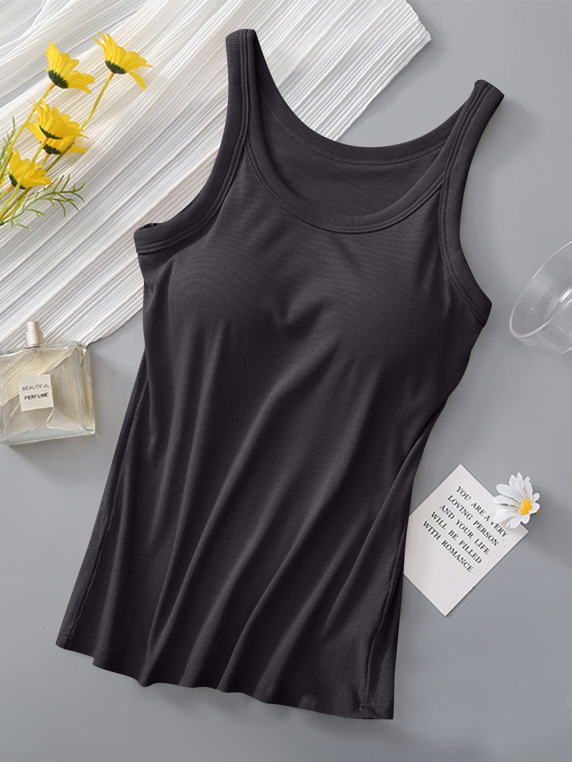 Round Neck Tank with Bra - The Daily Makeover