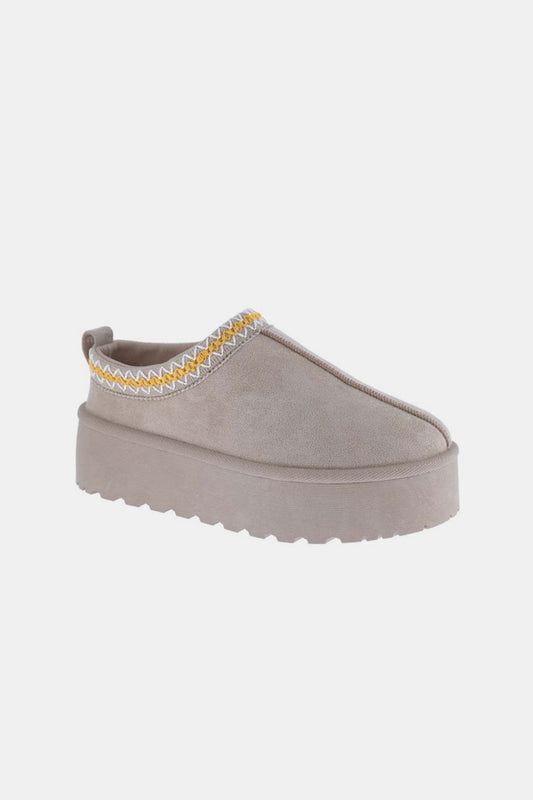 Weeboo Platform Embroidered Trim Slip-On Boots - The Daily Makeover