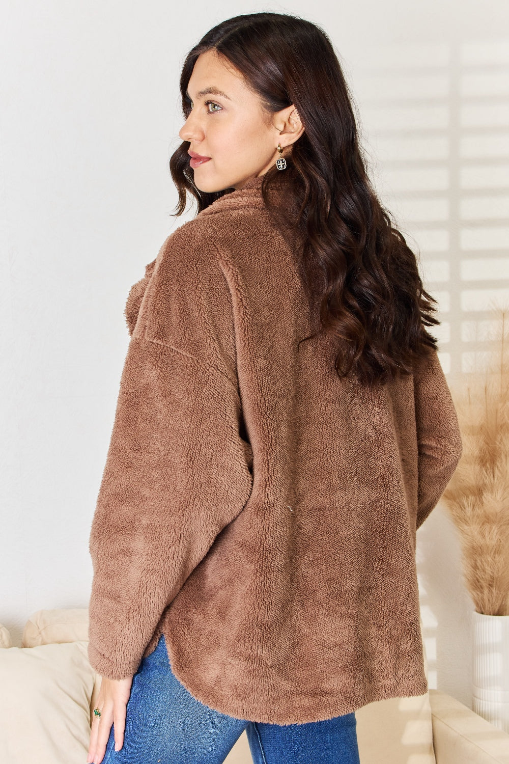 Culture Code Double Breasted Fuzzy Coat - The Daily Makeover