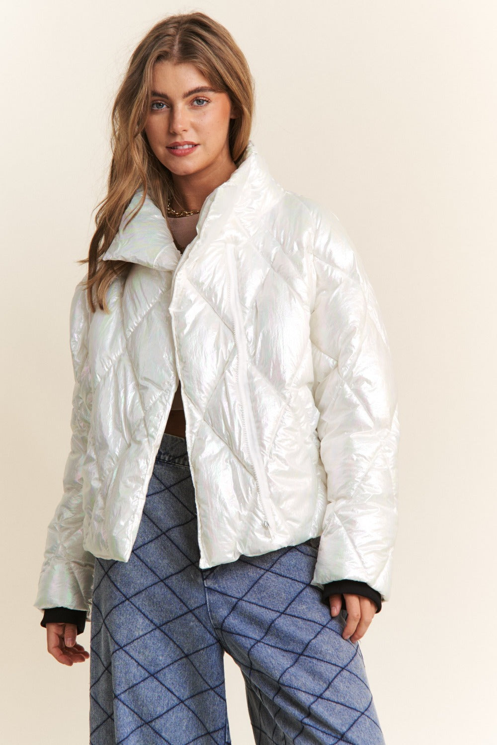 J.NNA Quilted Mock Neck Puffer Jacket - The Daily Makeover