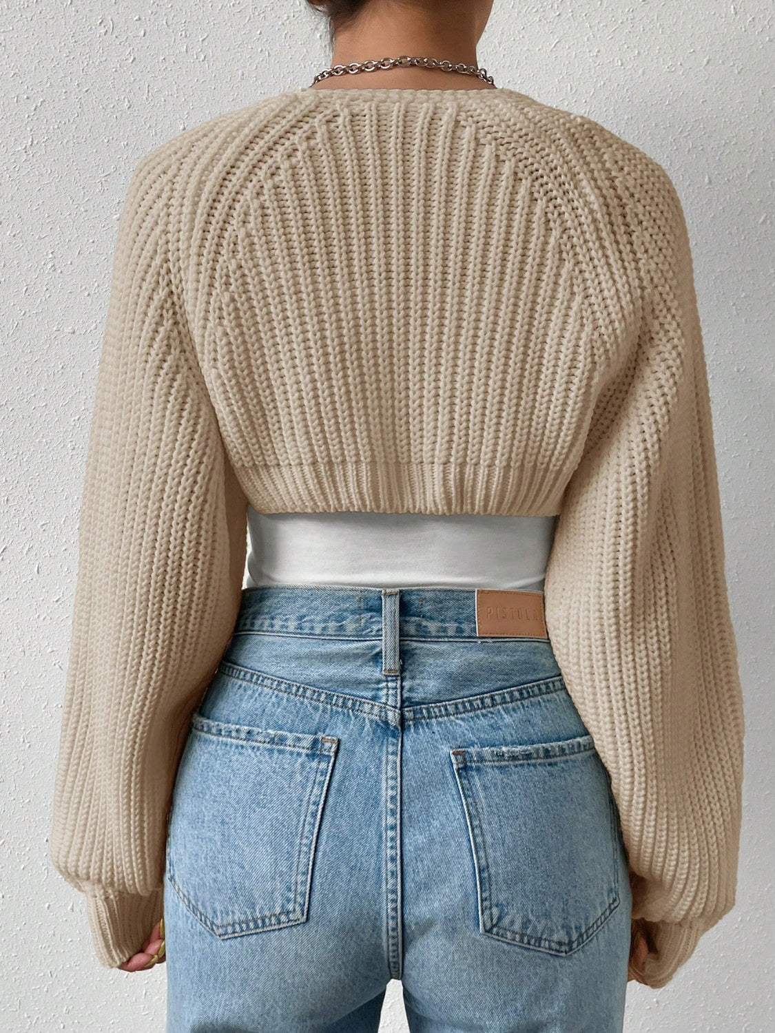 Honey Open Front Long Sleeve Cropped Cardigan - The Daily Makeover