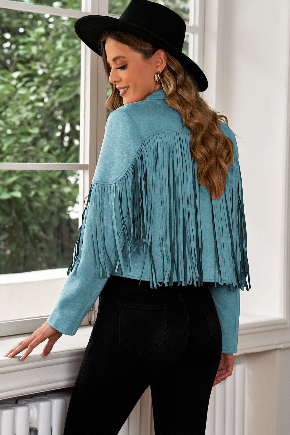 Fringe Trim Lapel Collar Cropped Blazer - The Daily Makeover