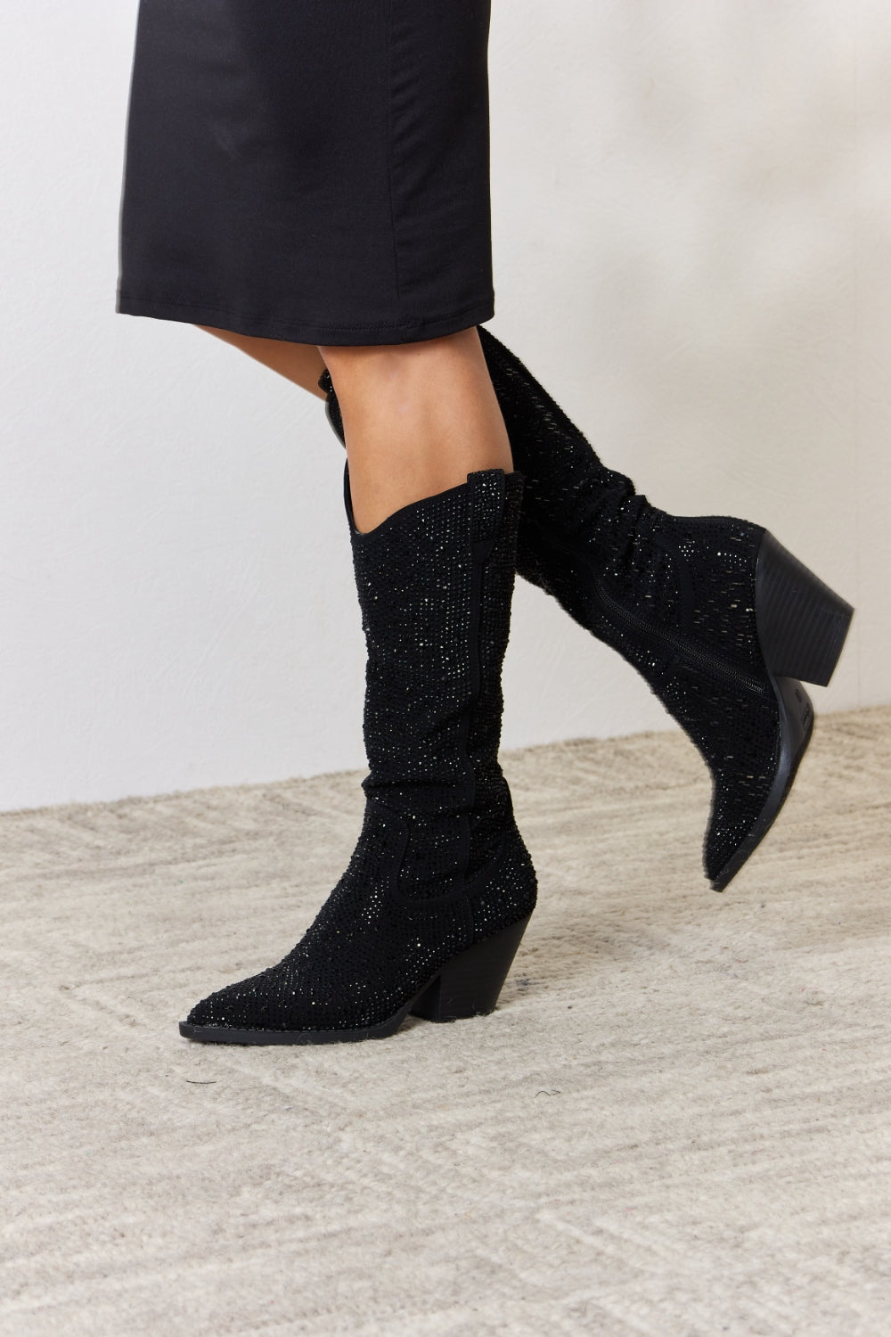 Forever Link Rhinestone Knee High Cowboy Boots - The Daily Makeover