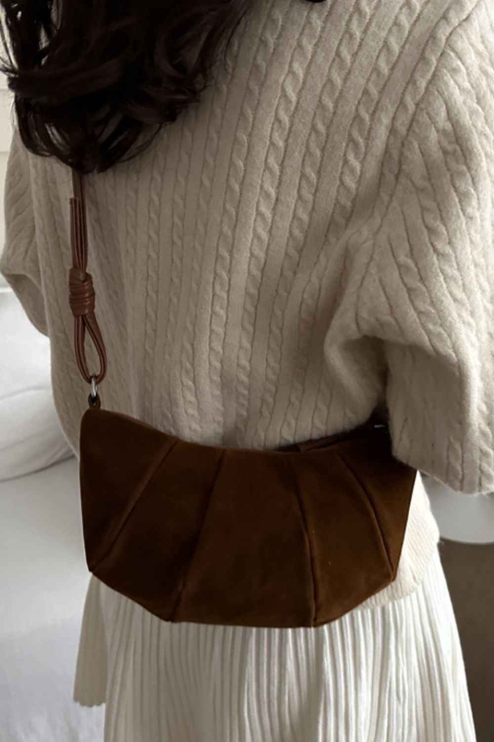 Suede Croissant Shape Shoulder Bag - The Daily Makeover