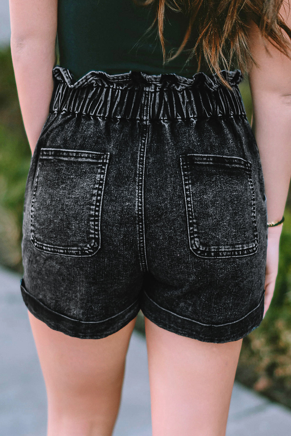 Dusty Pink Vintage Washed Frilled High Waist Denim Shorts - The Daily Makeover