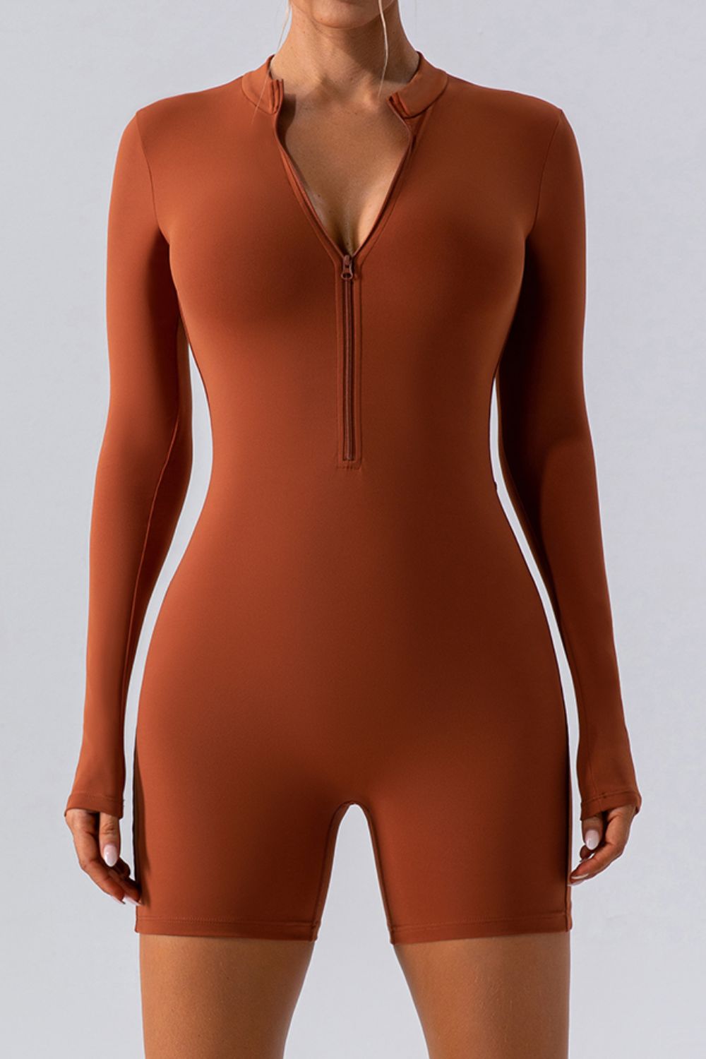 Half Zip Long Sleeve Active Romper - The Daily Makeover