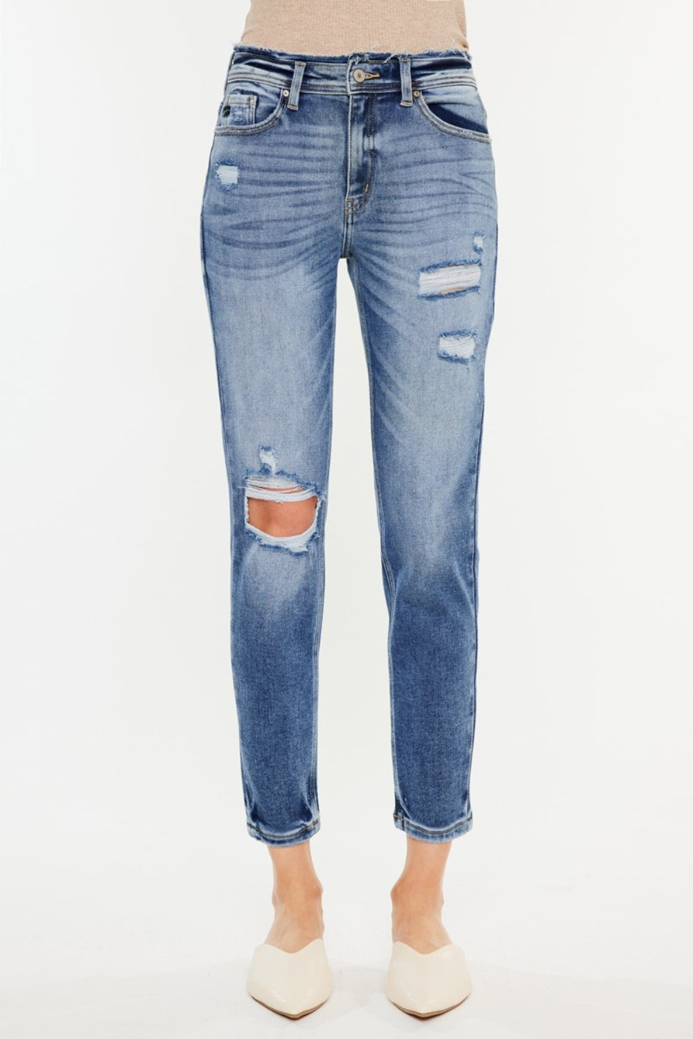 Kancan High Rise Distressed Mom Jeans - The Daily Makeover