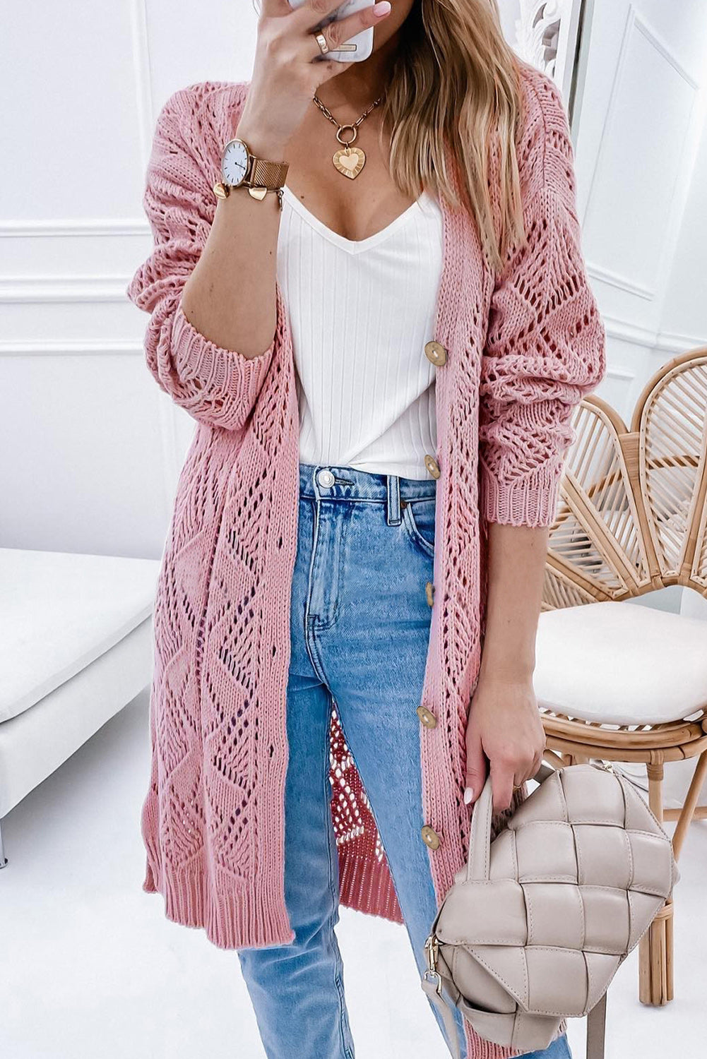 V-Neck Long Sleeve Cardigan - The Daily Makeover