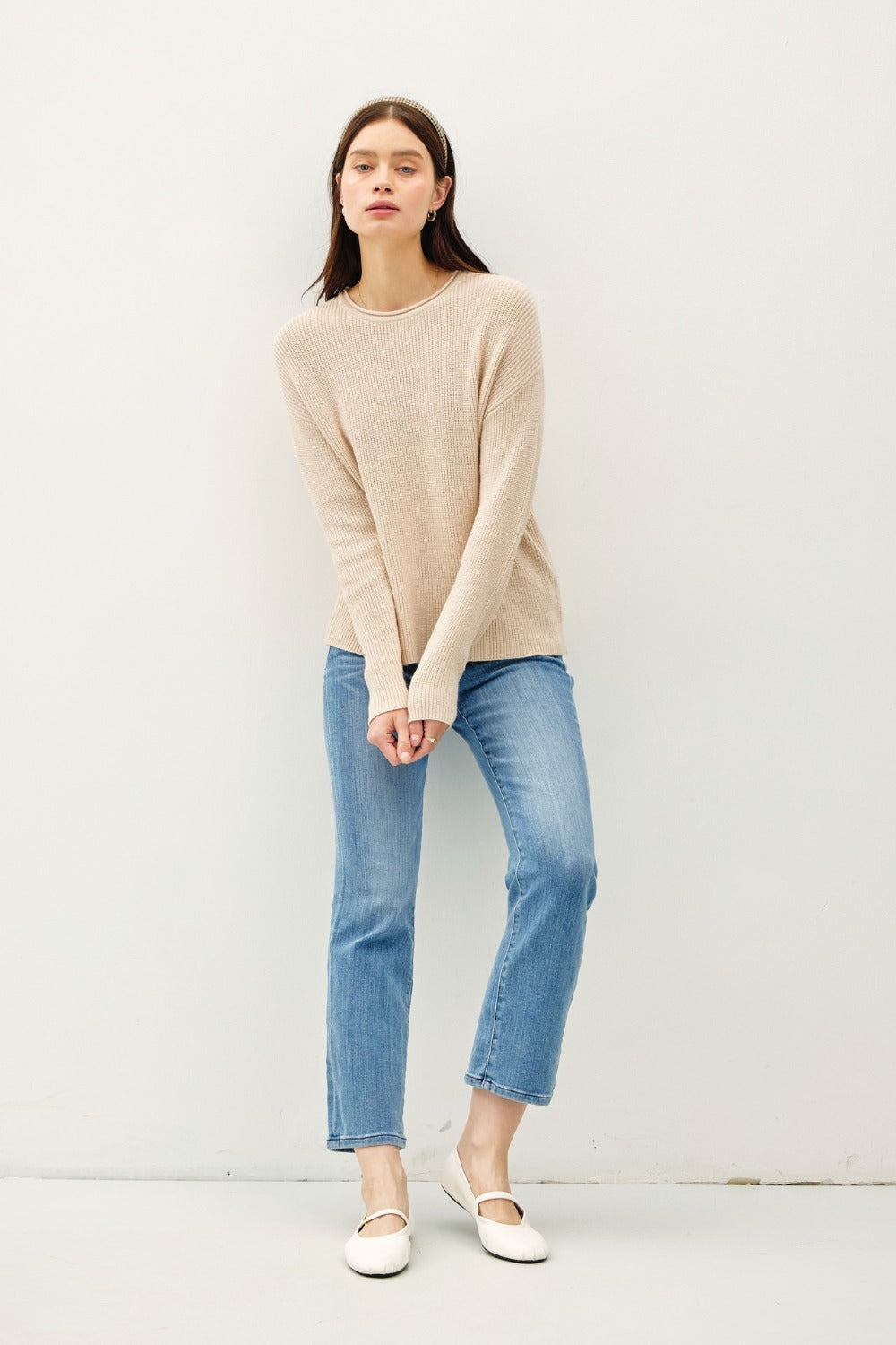 Coastal Classic Round Neck Long Sleeve Sweater - The Daily Makeover