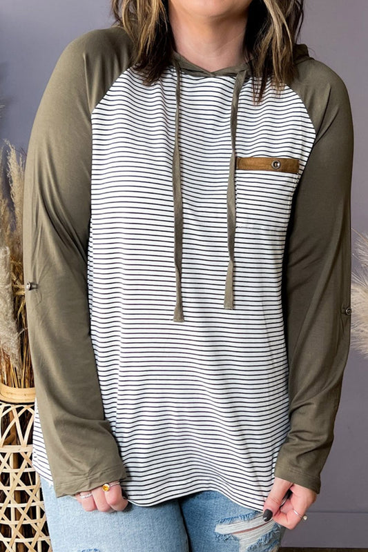 Plus Size Striped Long Sleeve Hoodie - The Daily Makeover