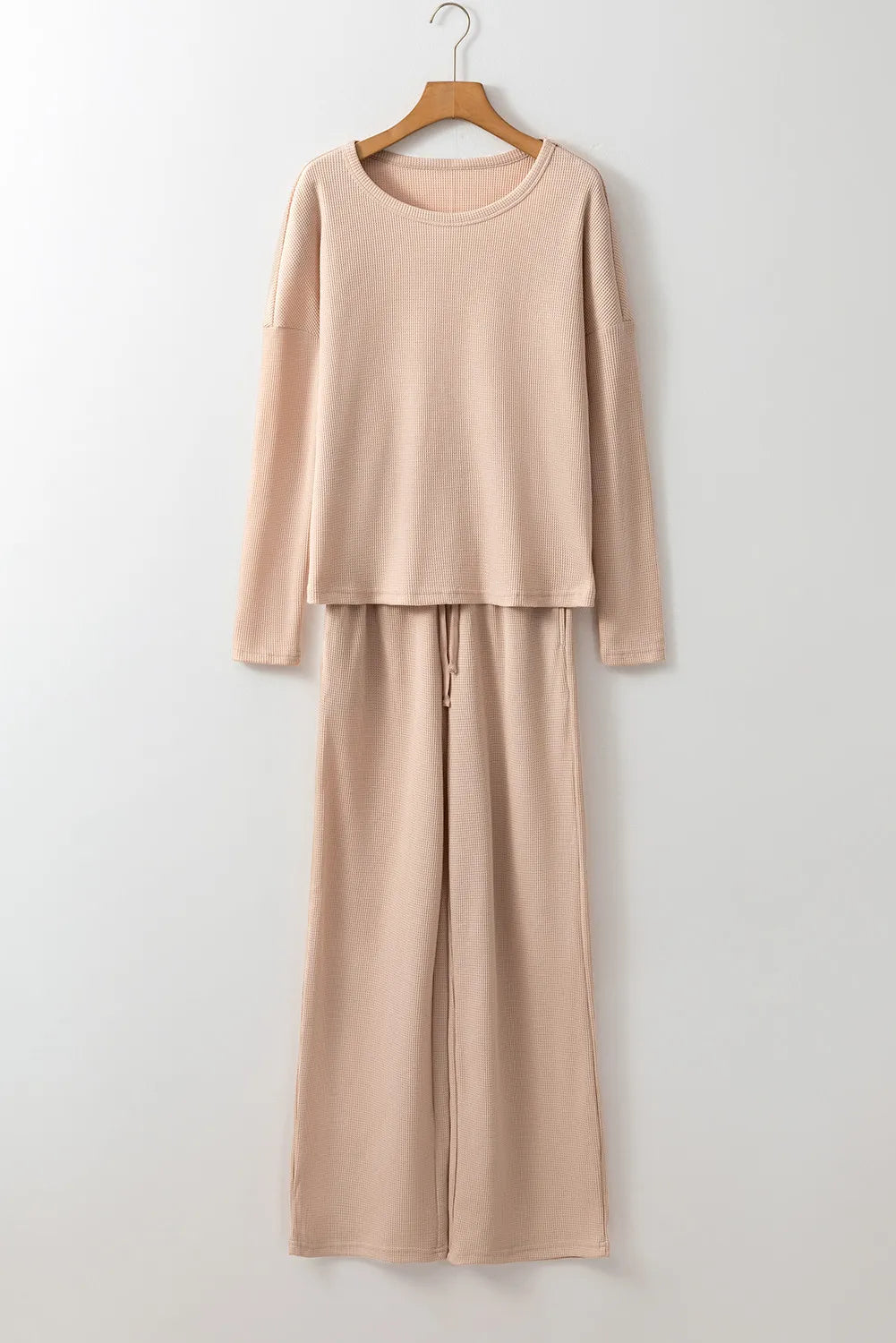 Round Neck Long Sleeve Top and Drawstring Pants Lounge Set - The Daily Makeover
