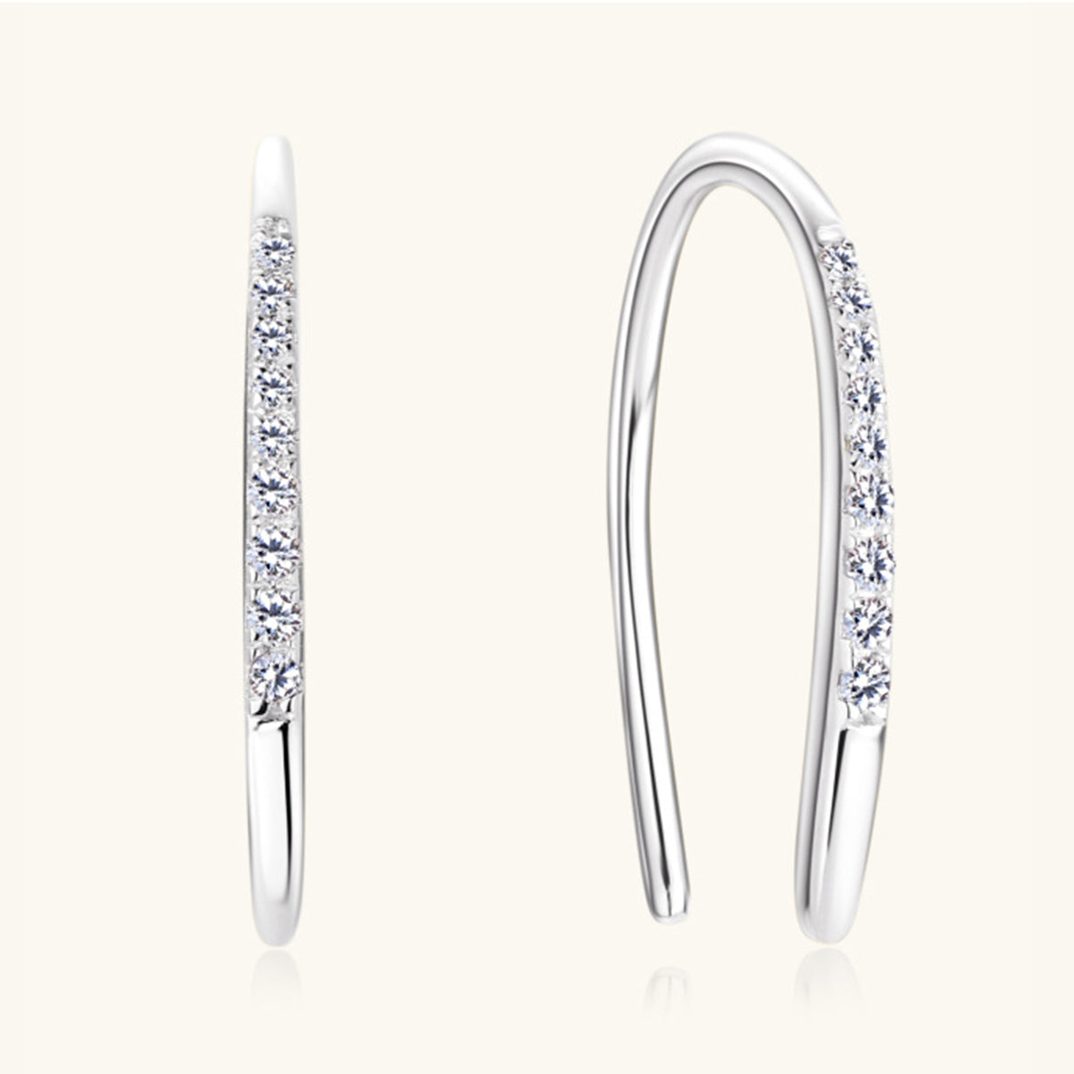Moissanite 925 Sterling Silver U Shape Earrings - The Daily Makeover