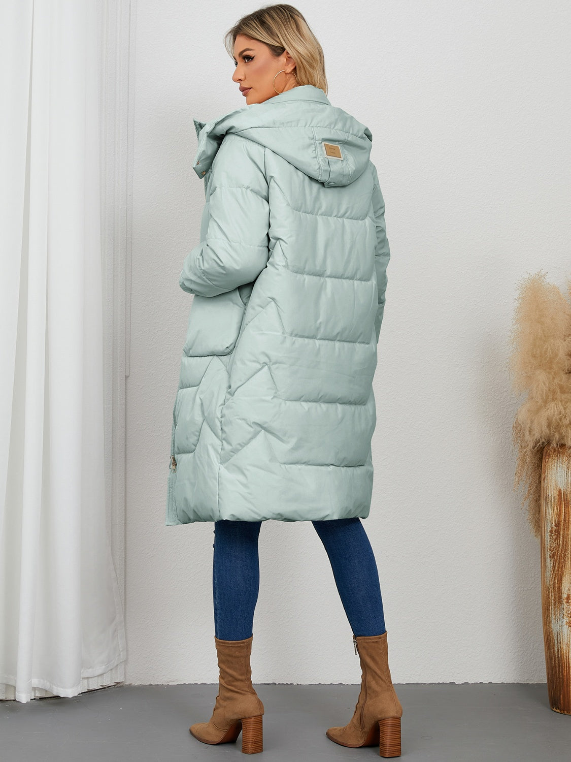 Long Sleeve Longline Hooded Winter Coat - The Daily Makeover