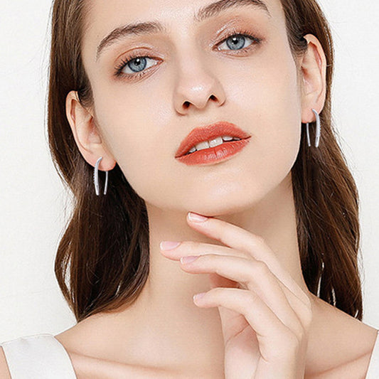 Moissanite 925 Sterling Silver U Shape Earrings - The Daily Makeover