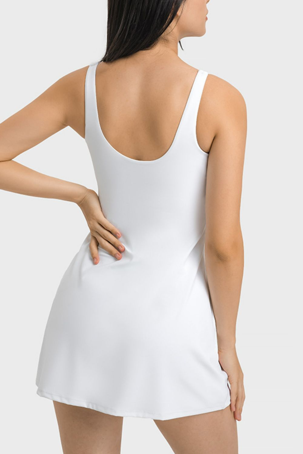 Square Neck Sports Tank Dress with Full Coverage Bottoms - The Daily Makeover