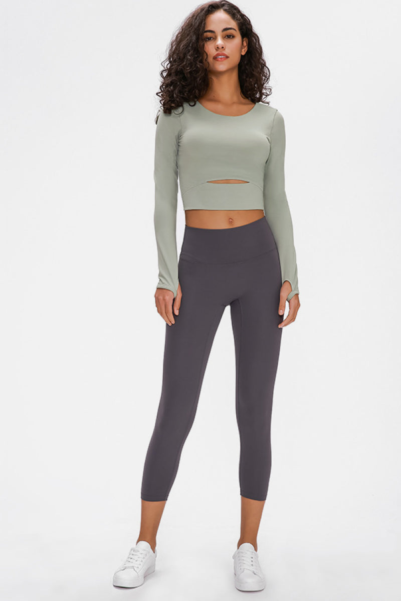 Long Sleeve Cropped Top With Sports Strap - The Daily Makeover