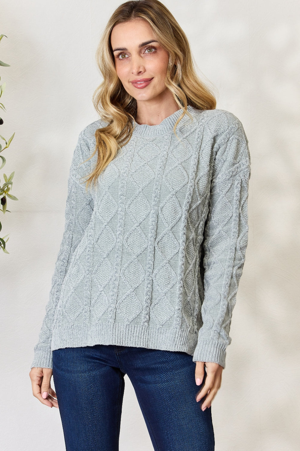 BiBi Cable Knit Round Neck Sweater - The Daily Makeover