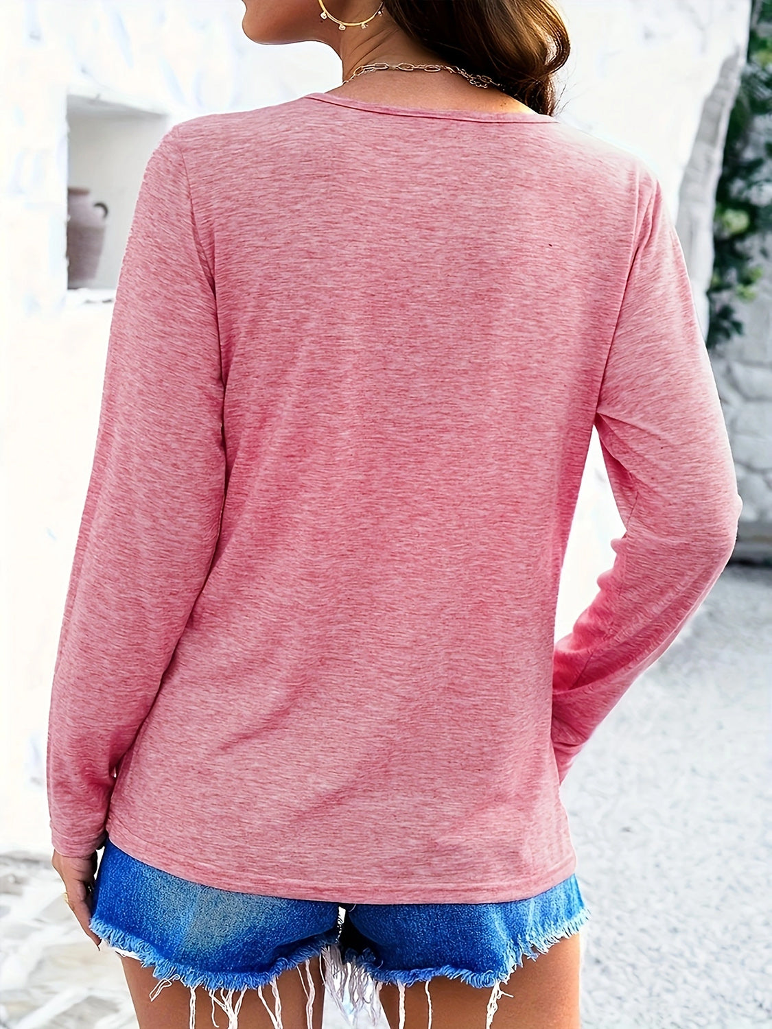 Crisscross V-Neck Long Sleeve T-Shirt - The Daily Makeover