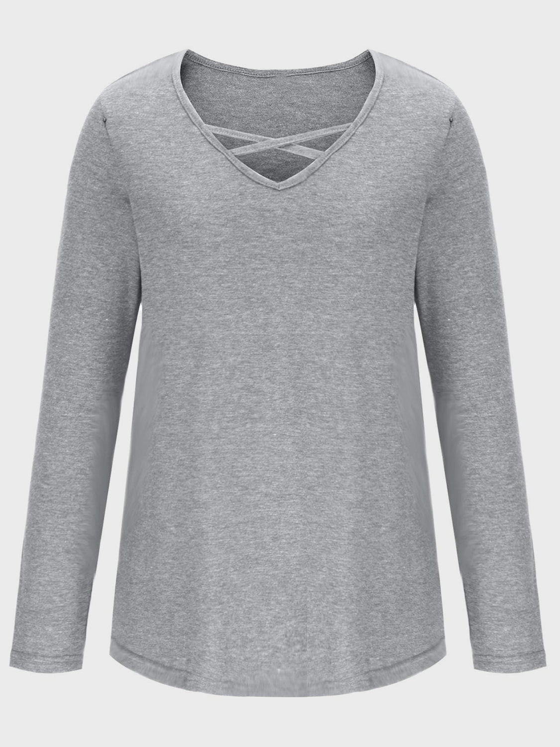 Crisscross V-Neck Long Sleeve T-Shirt - The Daily Makeover