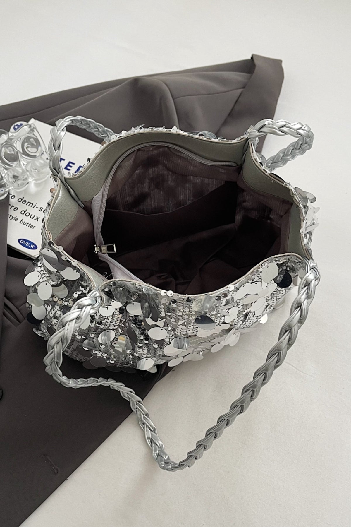 Sequin Braided Strap Shoulder Bag - The Daily Makeover