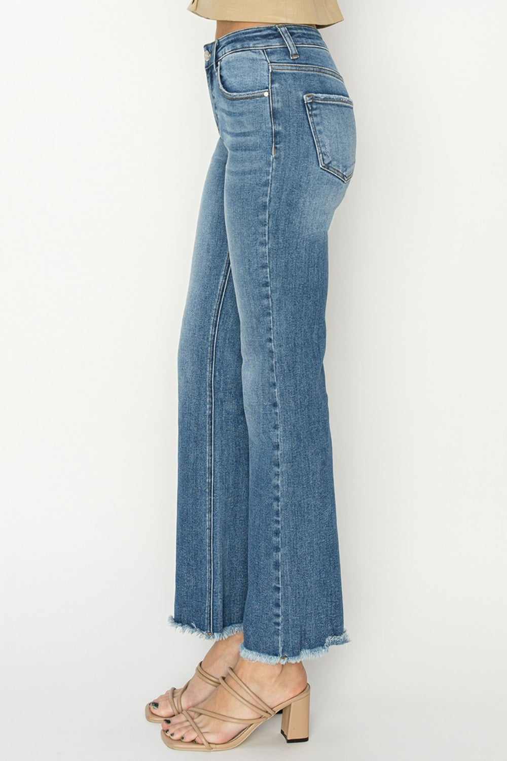 Mid-Rise Frayed Hem Bootcut Jeans - The Daily Makeover