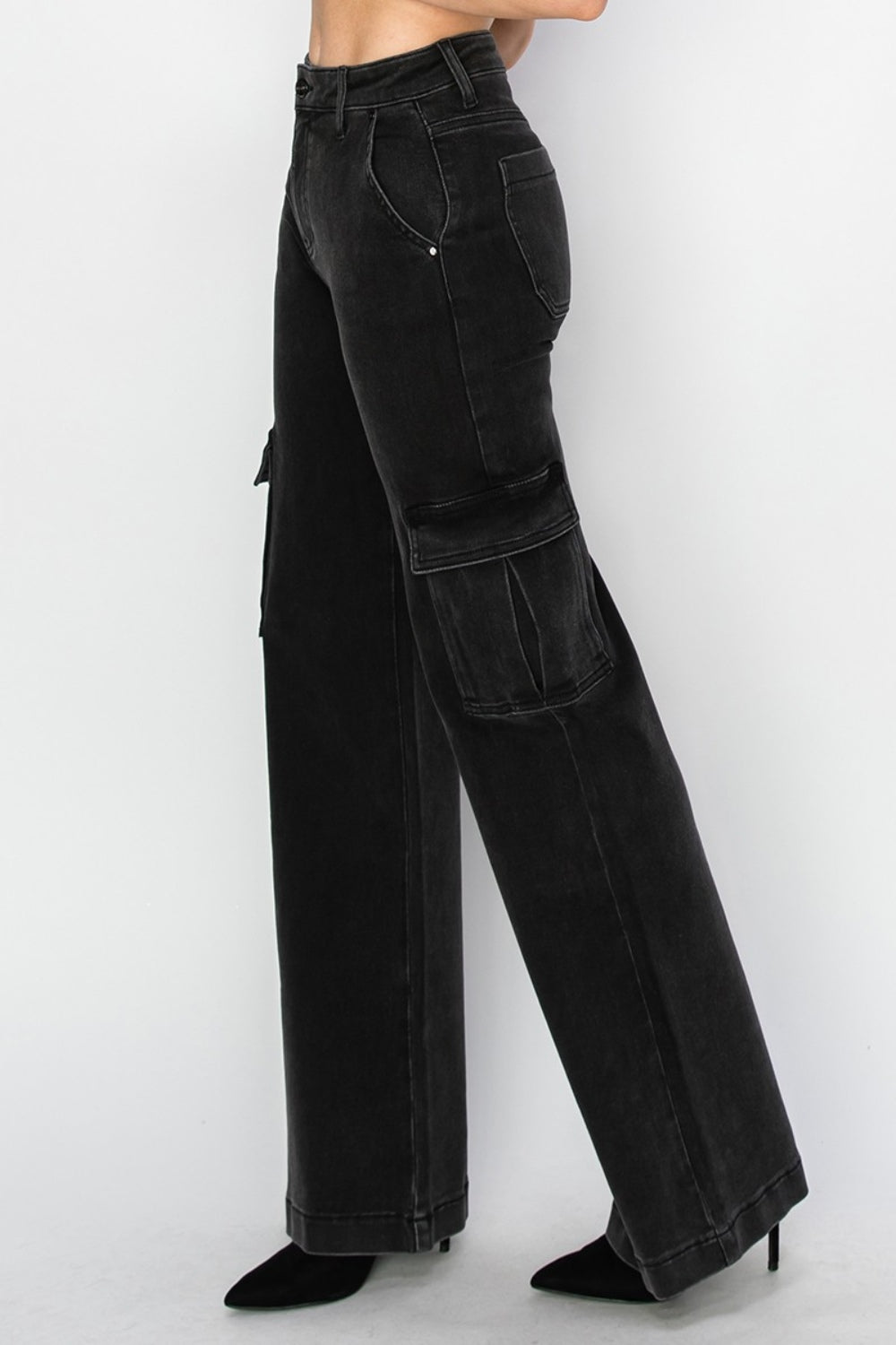 Full Size High Rise Wide Leg Cargo Jeans - The Daily Makeover