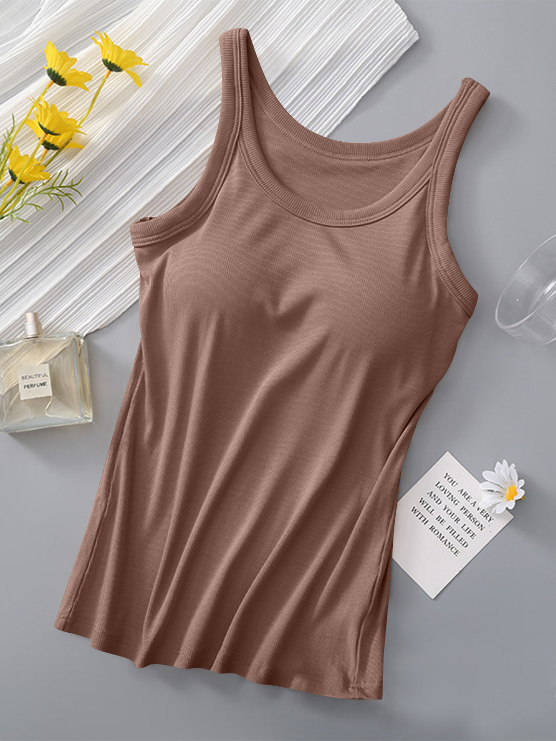 Round Neck Tank with Bra - The Daily Makeover