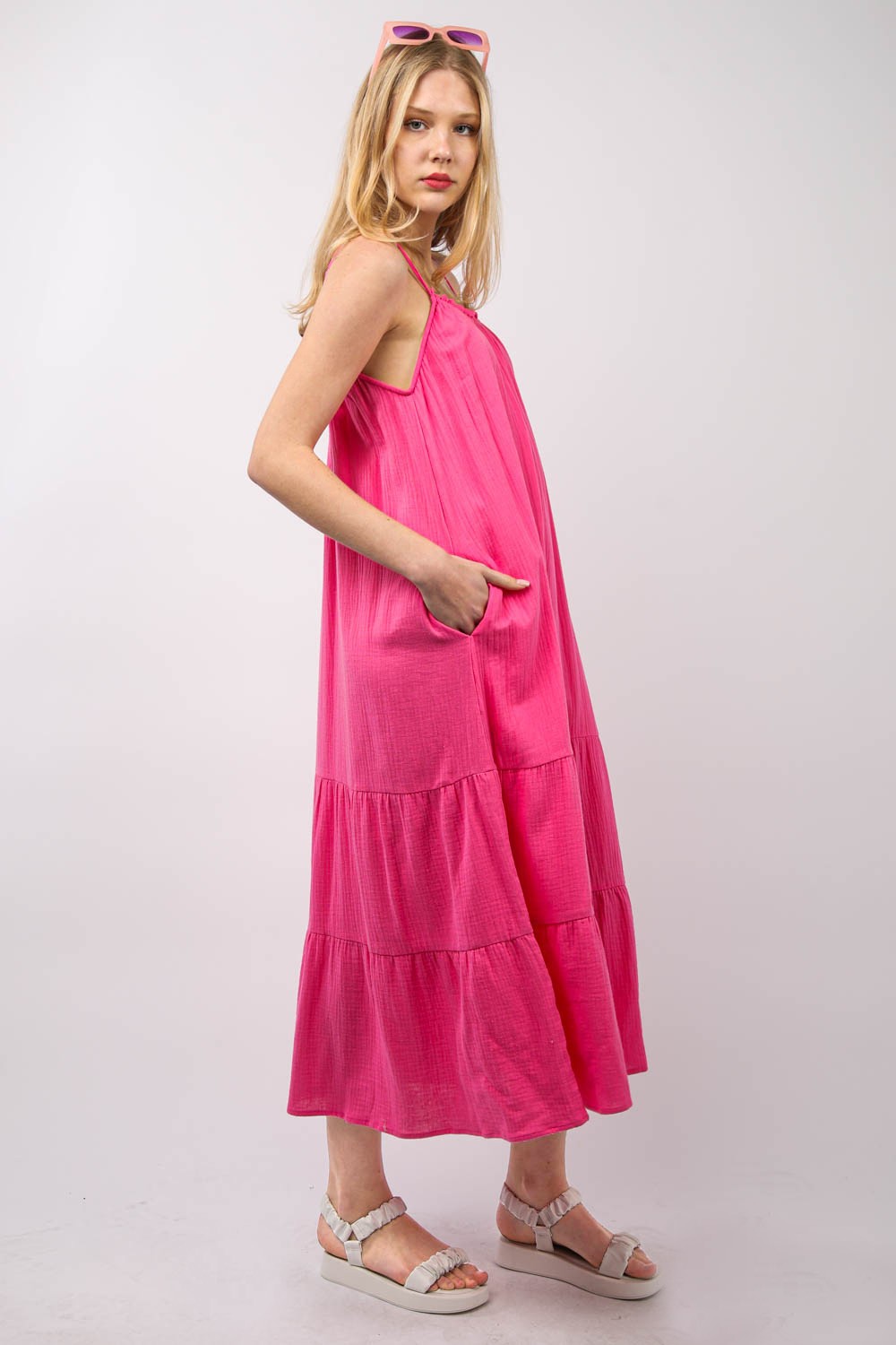 VERY J Ruffled A-Line Midi Cami Dress - The Daily Makeover