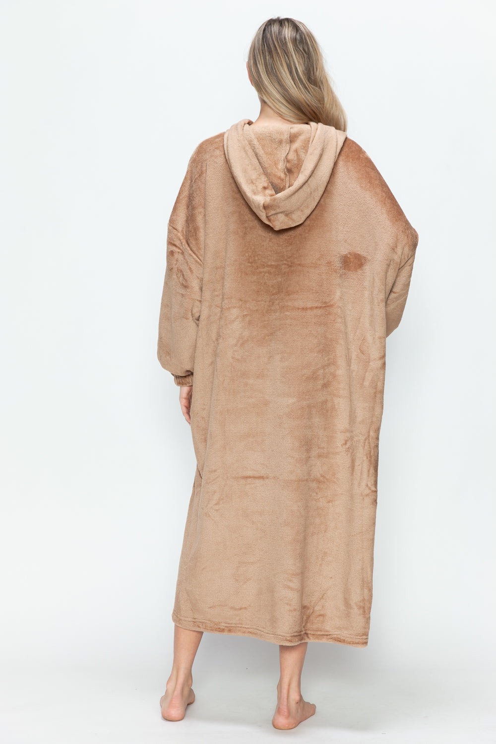 Double Take Full Size Pocketed Hooded Midi Lounge Dress - The Daily Makeover
