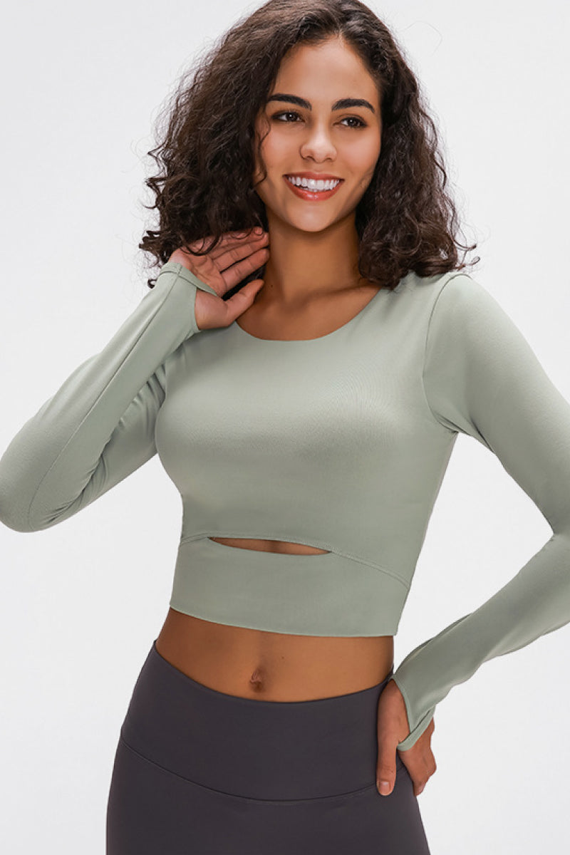 Long Sleeve Cropped Top With Sports Strap - The Daily Makeover