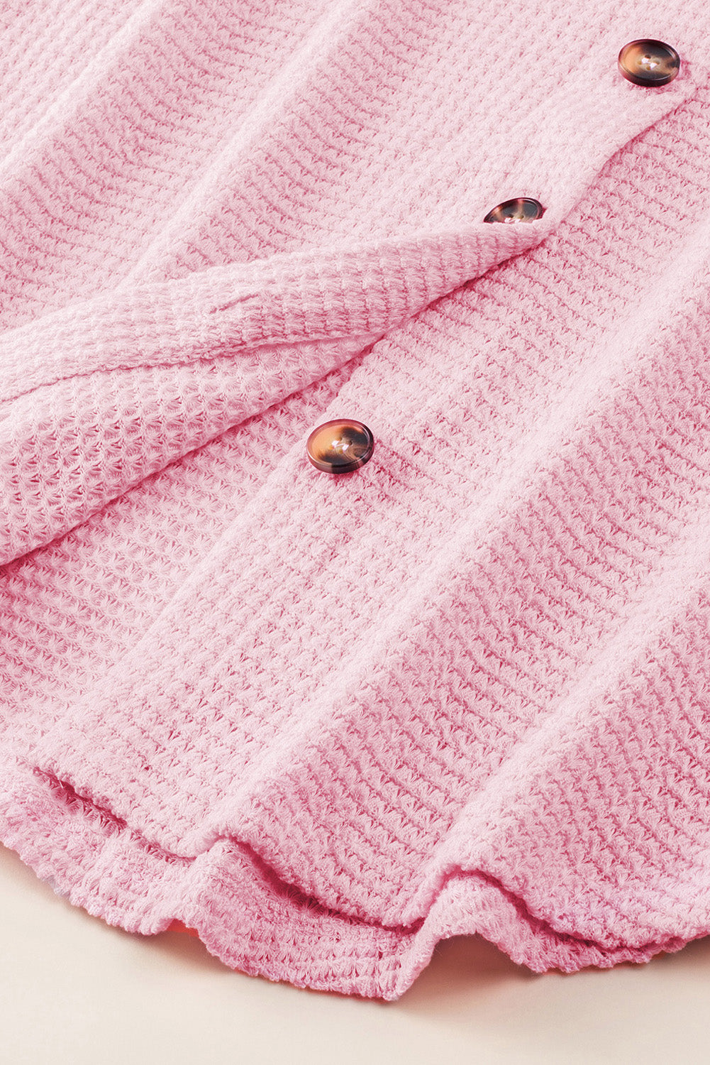 Waffle-Knit Collared Neck Long Sleeve Shirt - The Daily Makeover