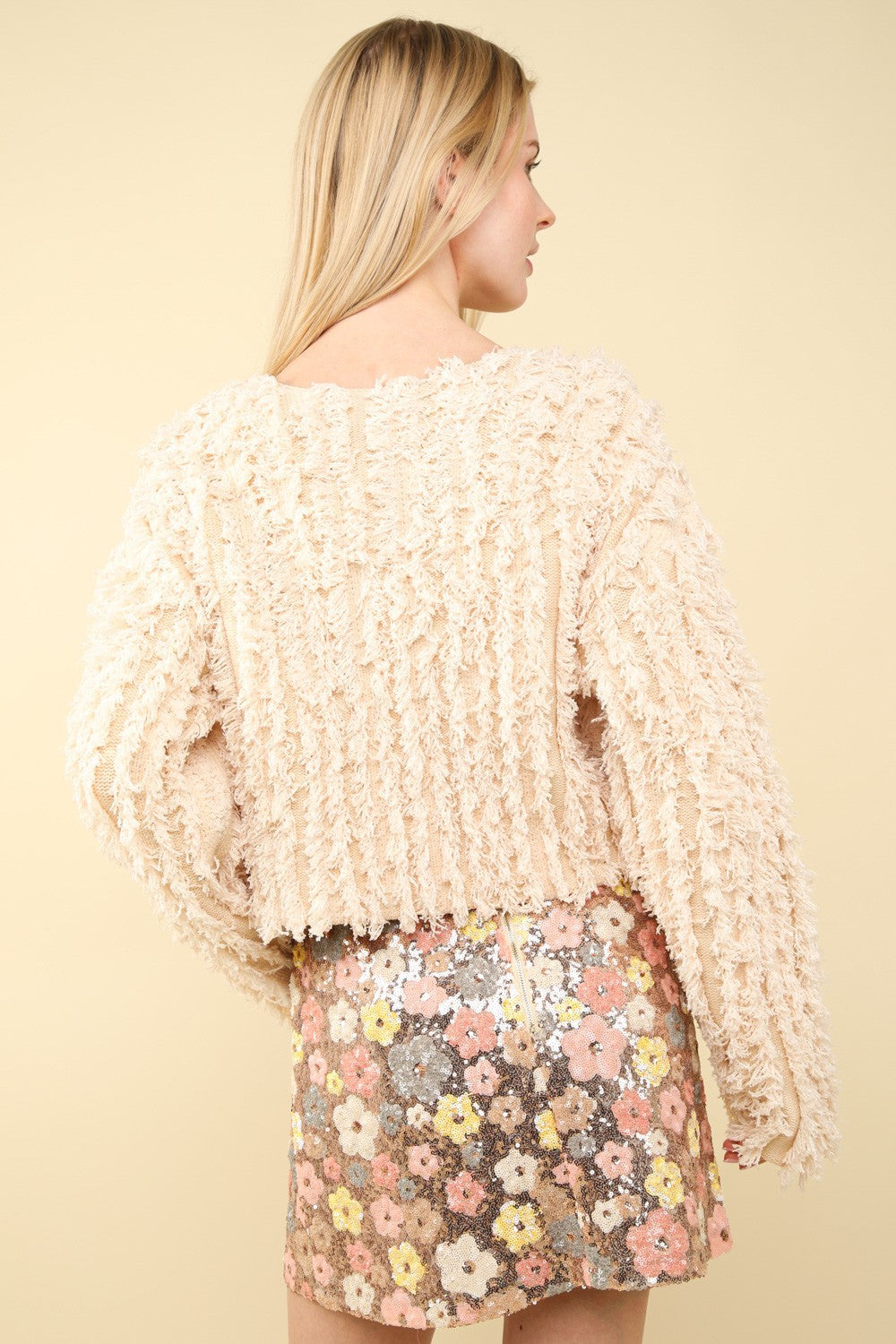 VERY J Shaggy Yarn Knit Zip Up Jacket - The Daily Makeover