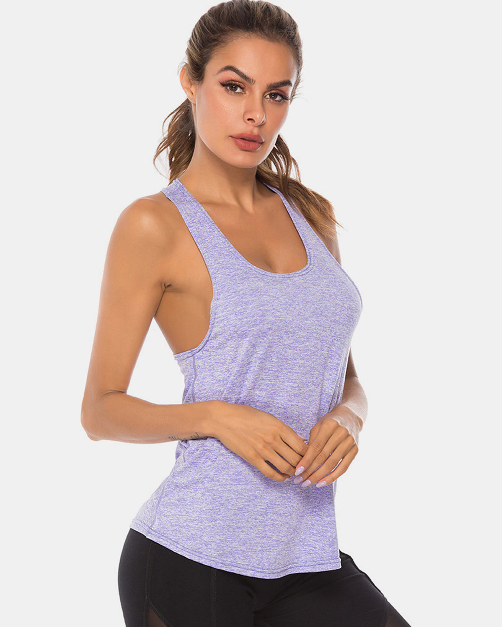 Full Size Scoop Neck Wide Strap Active Tank - The Daily Makeover