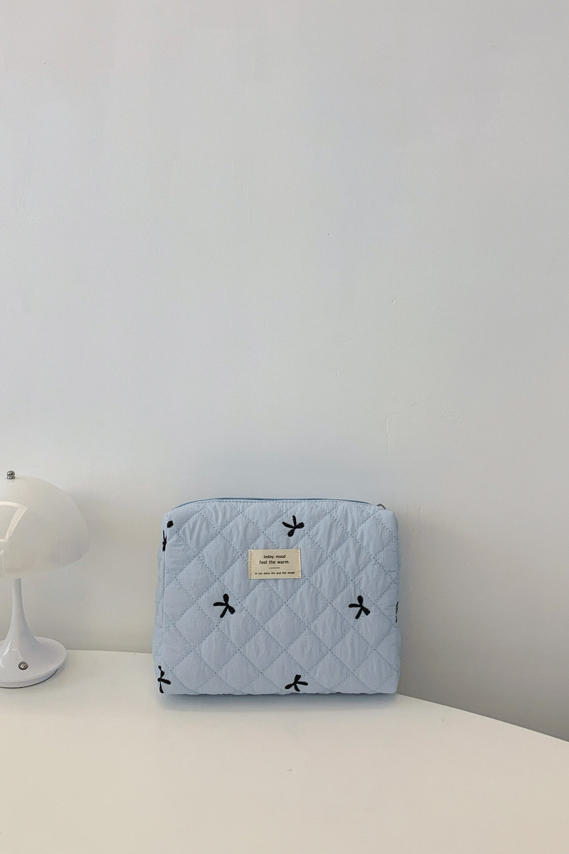 Bow Embroidered Quilted Storage Bag - The Daily Makeover