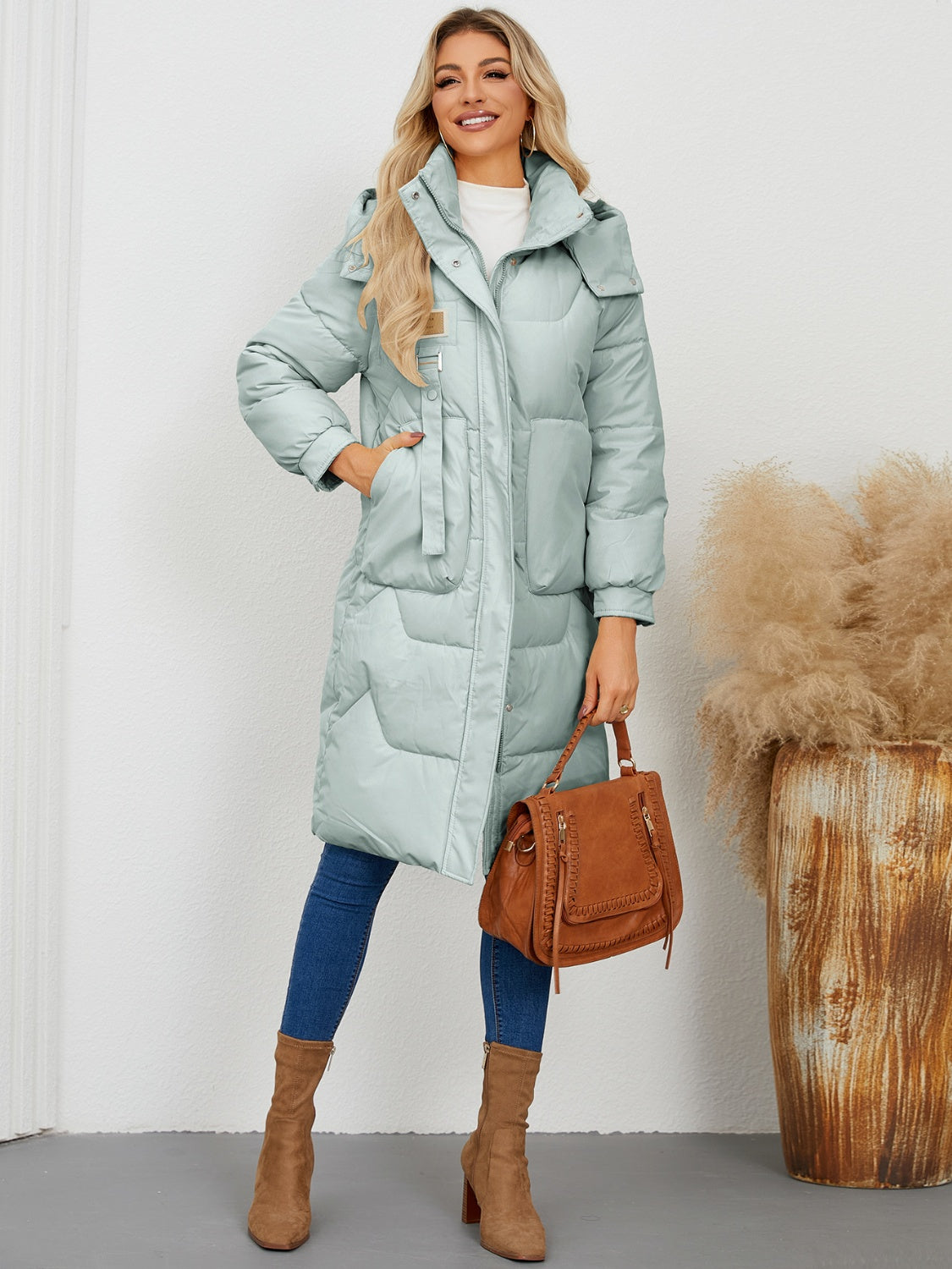 Long Sleeve Longline Hooded Winter Coat - The Daily Makeover