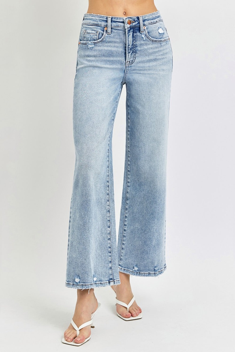 Full Size Tummy Control High Rise Crop Wide Leg Jeans - The Daily Makeover