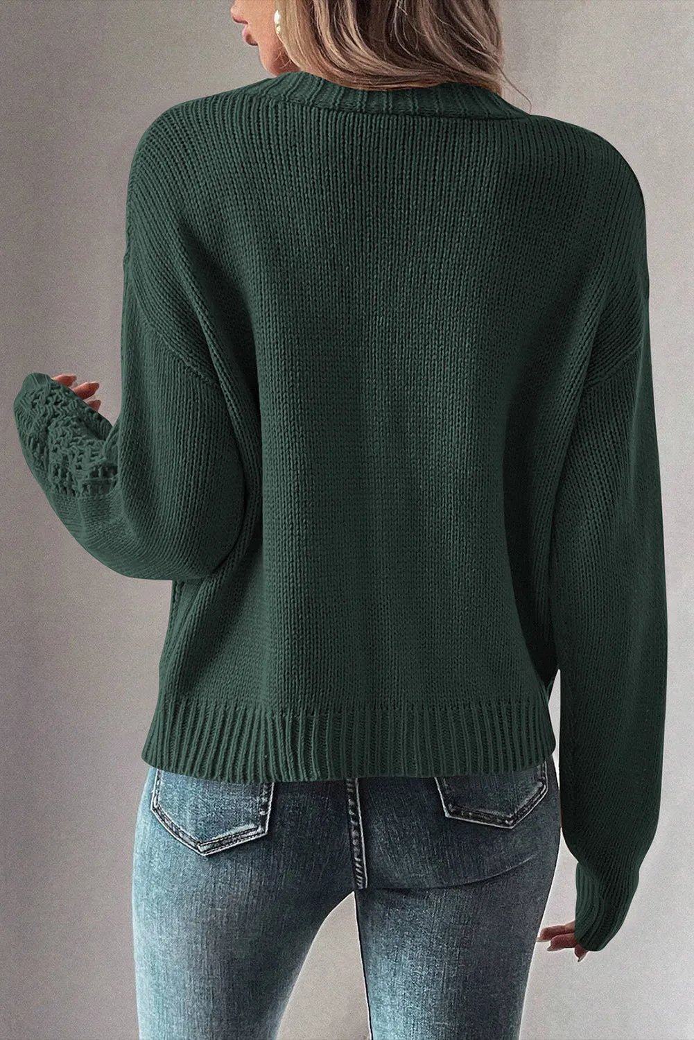 Openwork Button Up Long Sleeve Cardigan - The Daily Makeover
