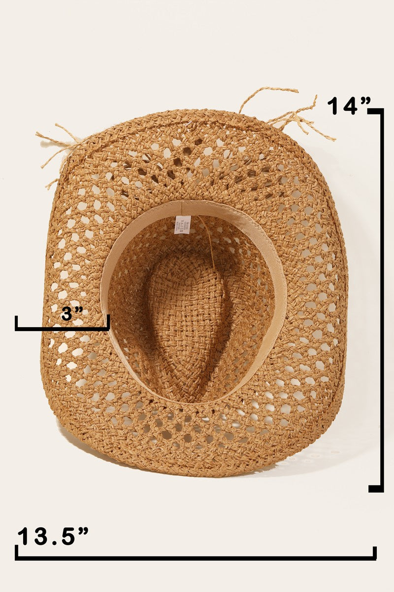 Fame Cowrie Shell Beaded String Straw Hat - The Daily Makeover
