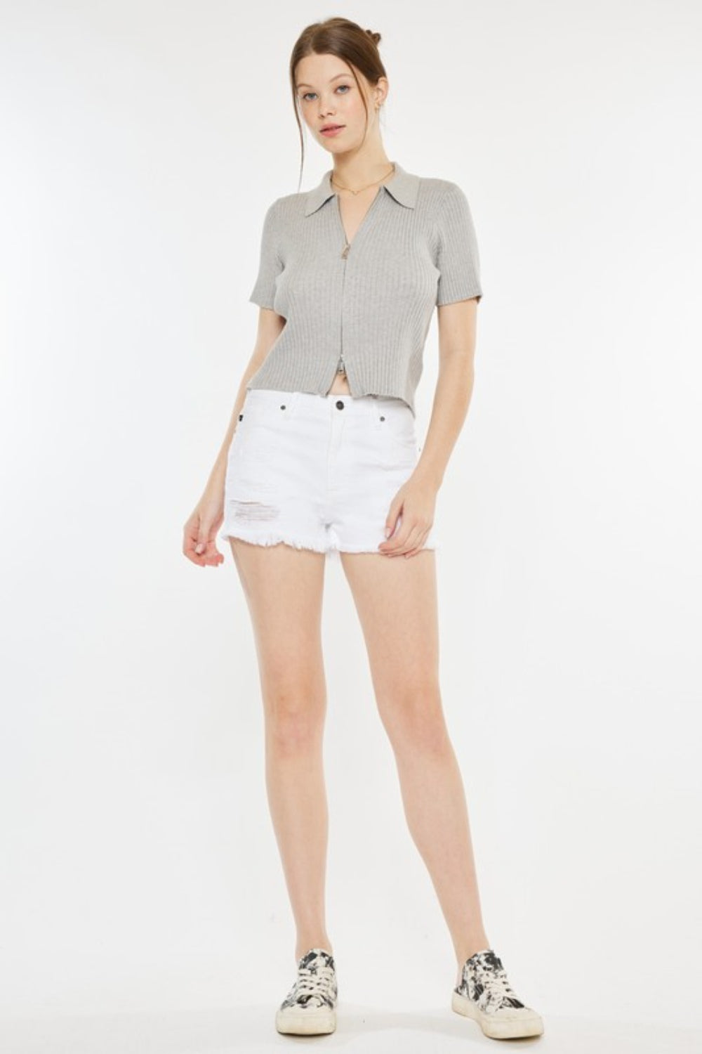 Kancan Raw Hem Distressed Denim Shorts - The Daily Makeover