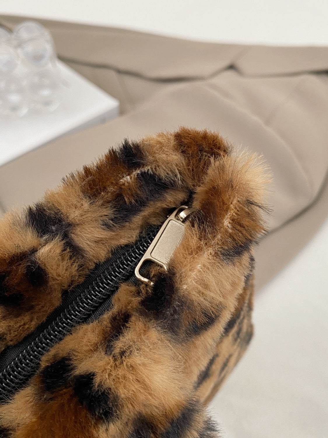 Leopard Fluff Handbag with Zip - The Daily Makeover