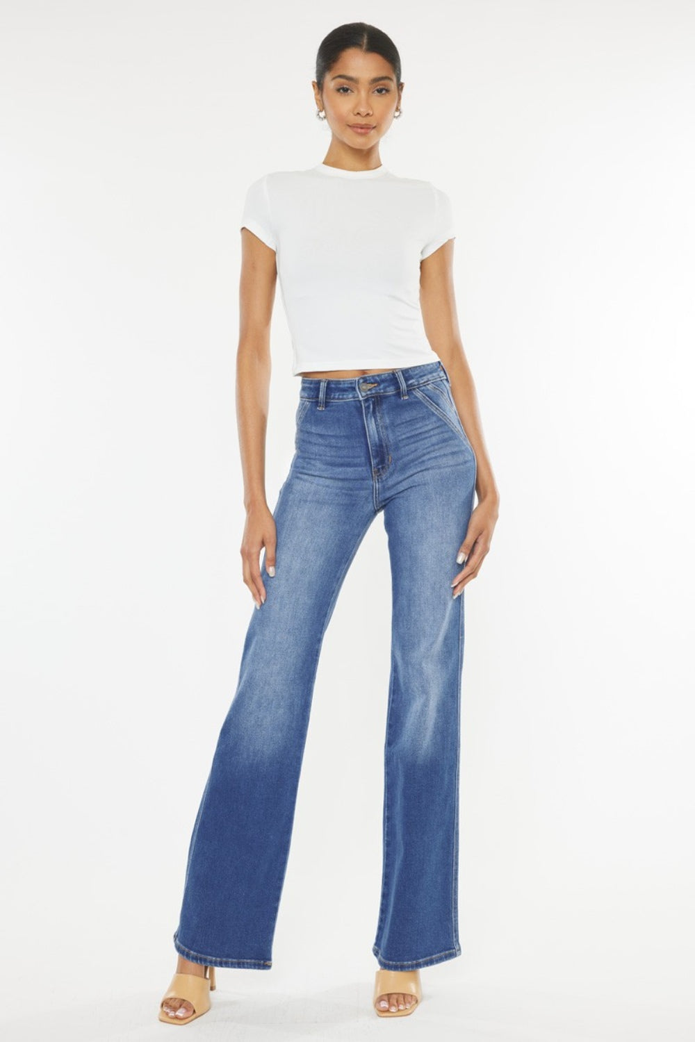Kancan Ultra High Waist Gradient Flare Jeans - The Daily Makeover