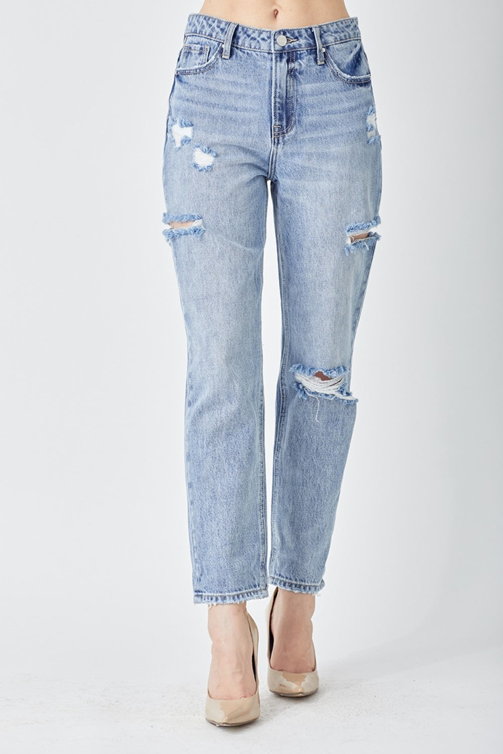 Distressed Slim Cropped Jeans - The Daily Makeover