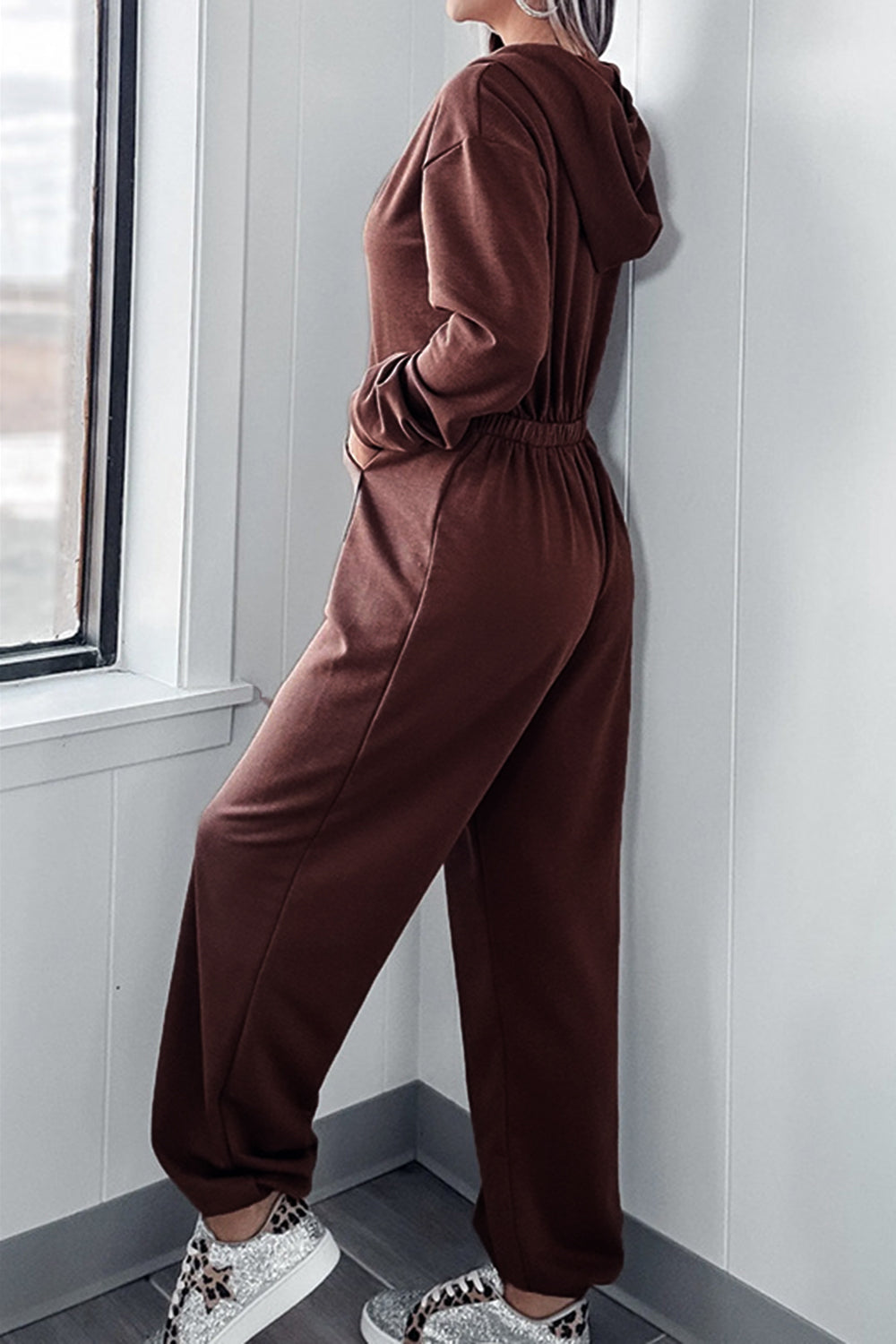 Full Size Drawstring Long Sleeve Jumpsuit - The Daily Makeover