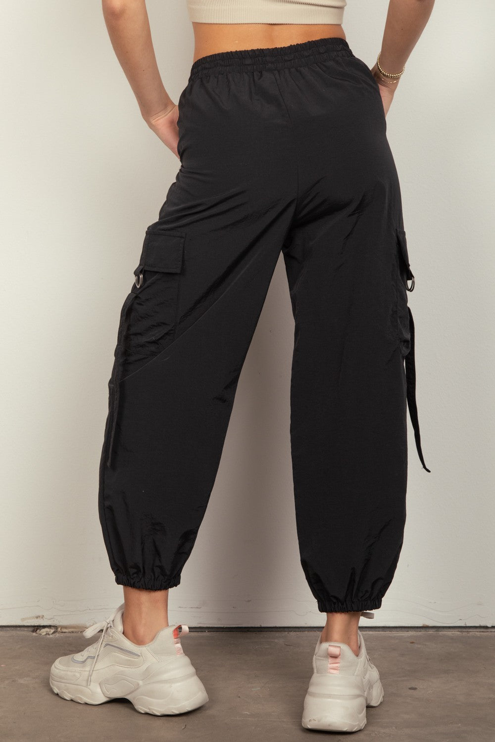 VERY J Elastic Waist Woven Cargo Pants - The Daily Makeover