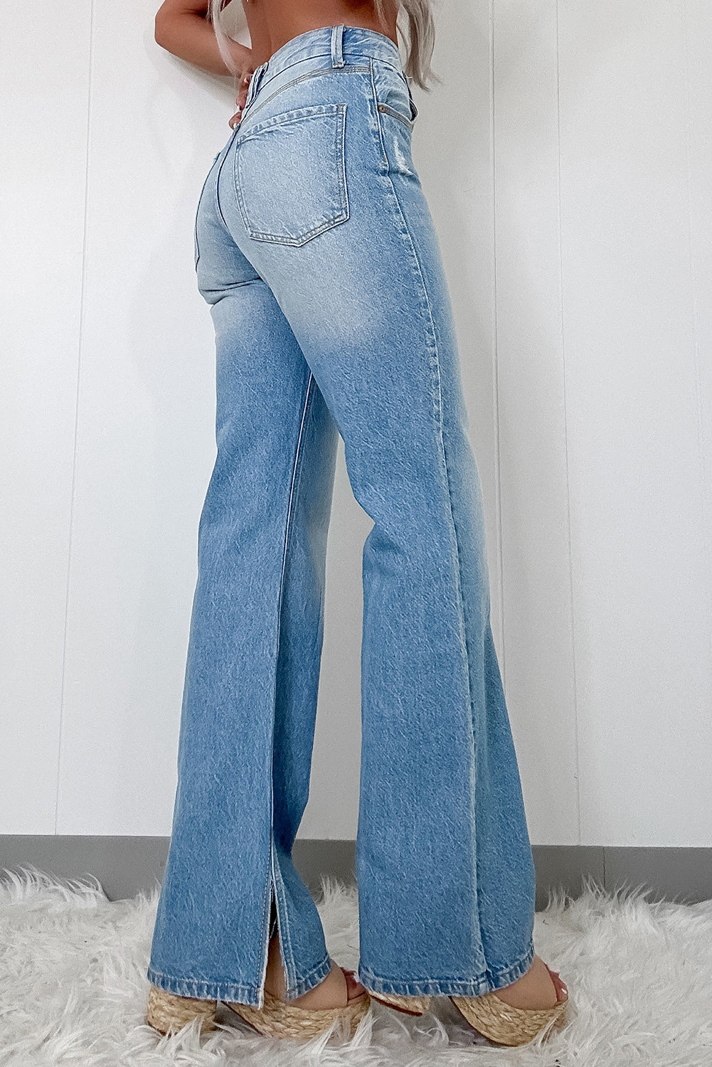 Myosotis Ripped High Rise Slit Jeans - The Daily Makeover
