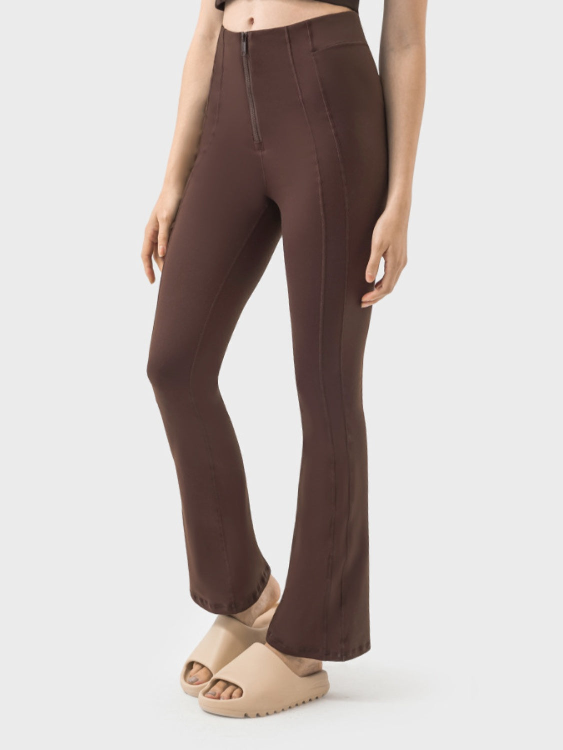 Millennia Zipper Detail High Waist Active Pants - The Daily Makeover