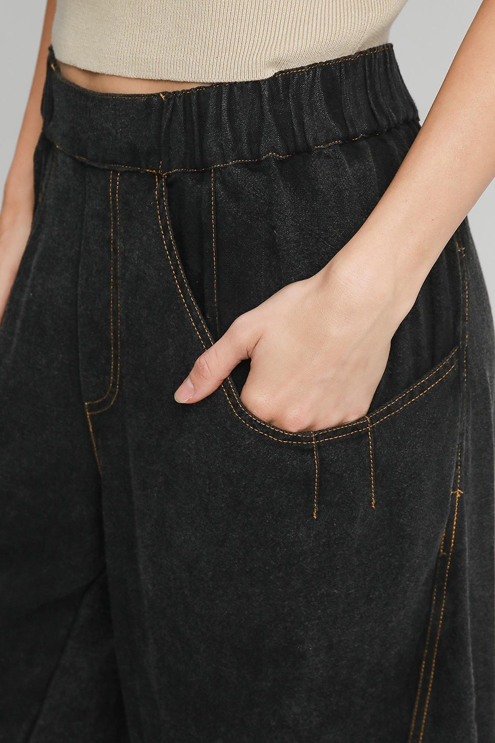 Umgee Elastic Waist Baggy Fit Pants with Pockets - The Daily Makeover