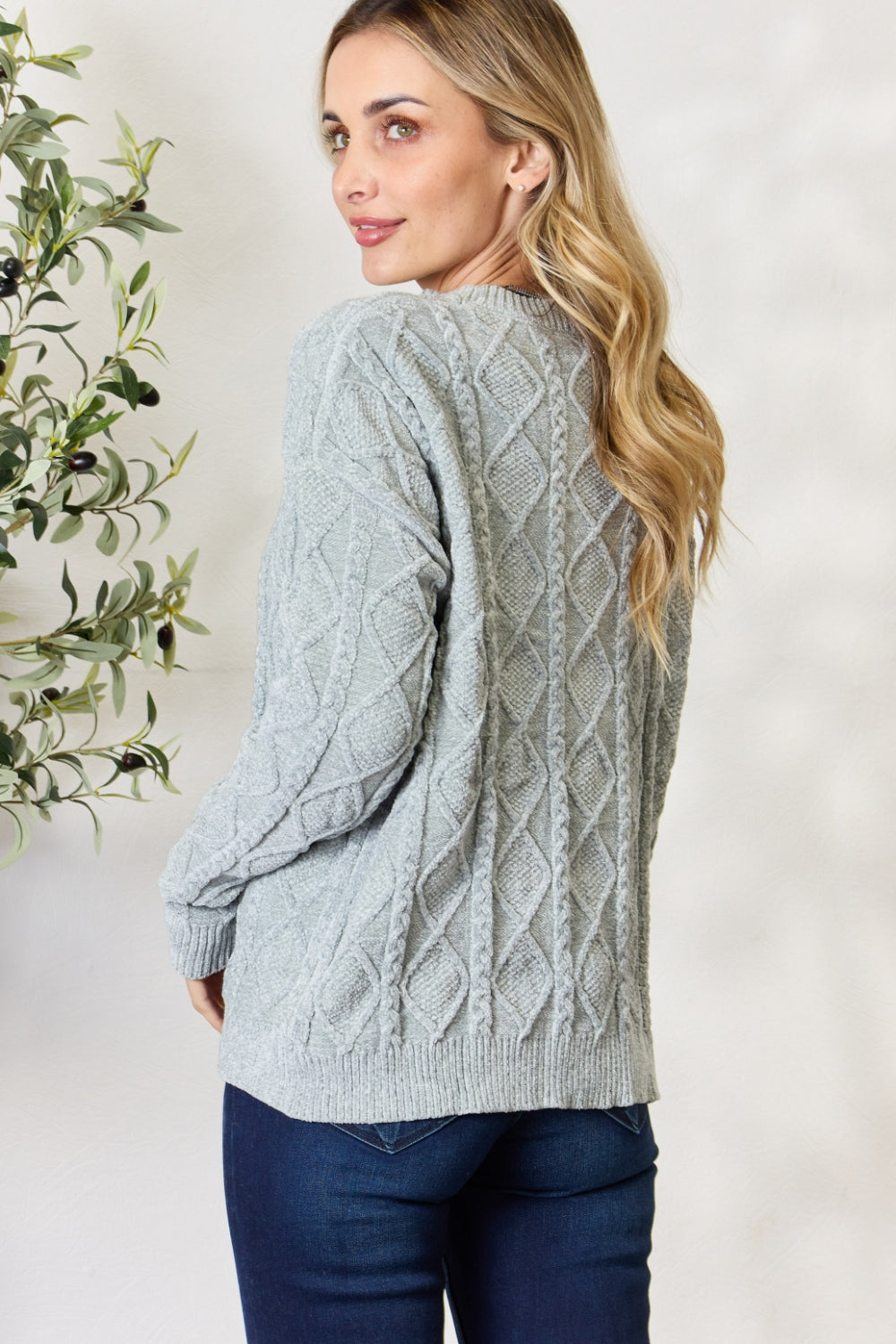 BiBi Cable Knit Round Neck Sweater - The Daily Makeover