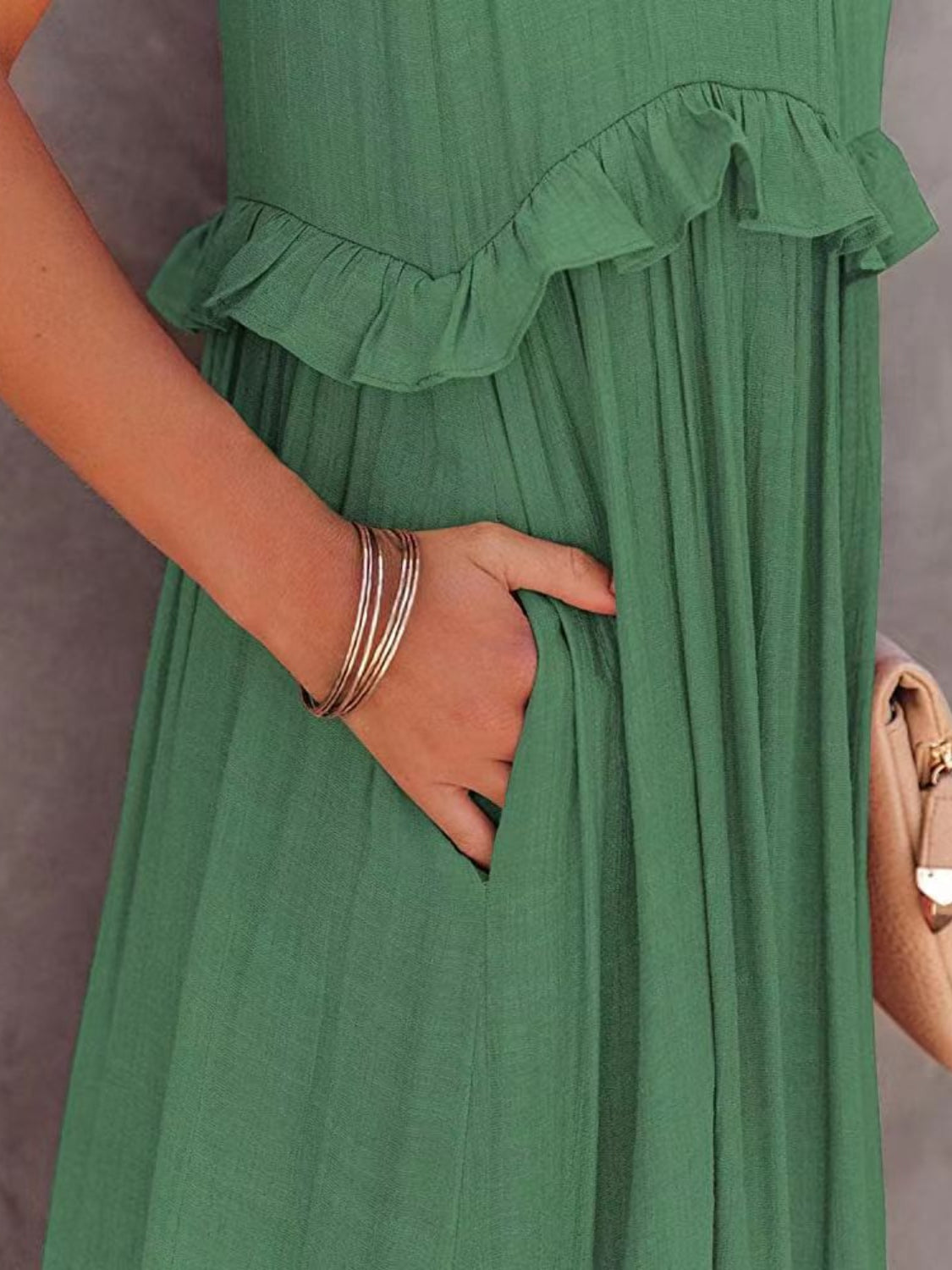 Ruffled Sleeveless Tiered Maxi Dress with Pockets - The Daily Makeover